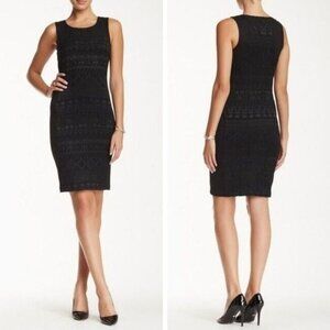Rebecca Minkoff Jackson sheath dress black geometric textured metallic size 10